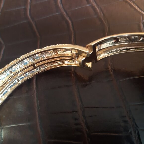 1990s Cuff Bracelet Vintage Snake Rhinestone Marked 925 - Picture 11 of 15